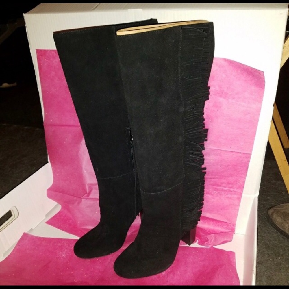 Brand new suede fringe black boots
